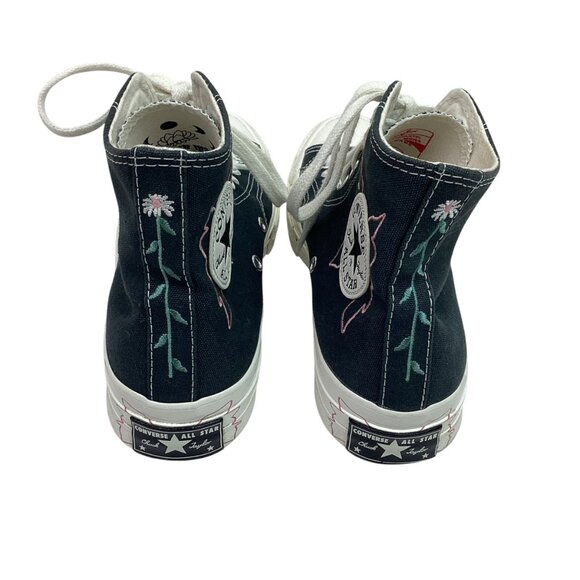 Converse All Star Floral Embroidered High Top Sneakers Womens 9 Black Canvas - Picture 6 of 14